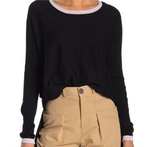 Cloth by Design Black And Purple Oversized Layering Tie Sweater Top‎